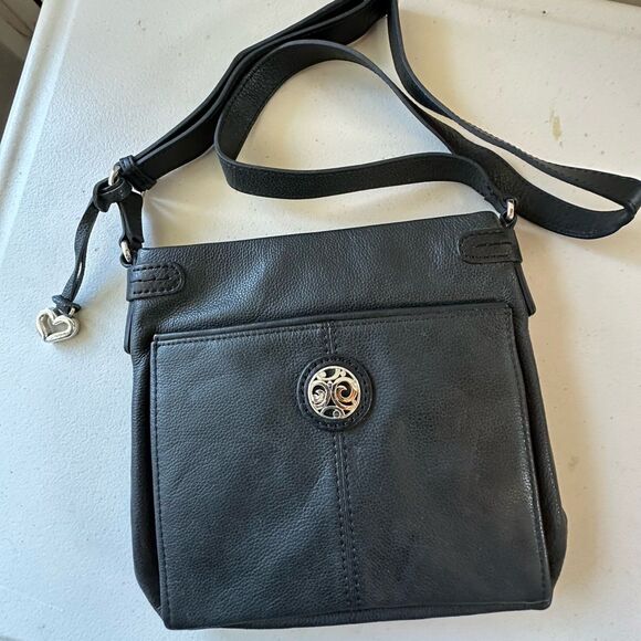 NWOT Rare Brighton Selena Organizer Pebble Leather Silver Hardware Crossbody Bag - Picture 2 of 8